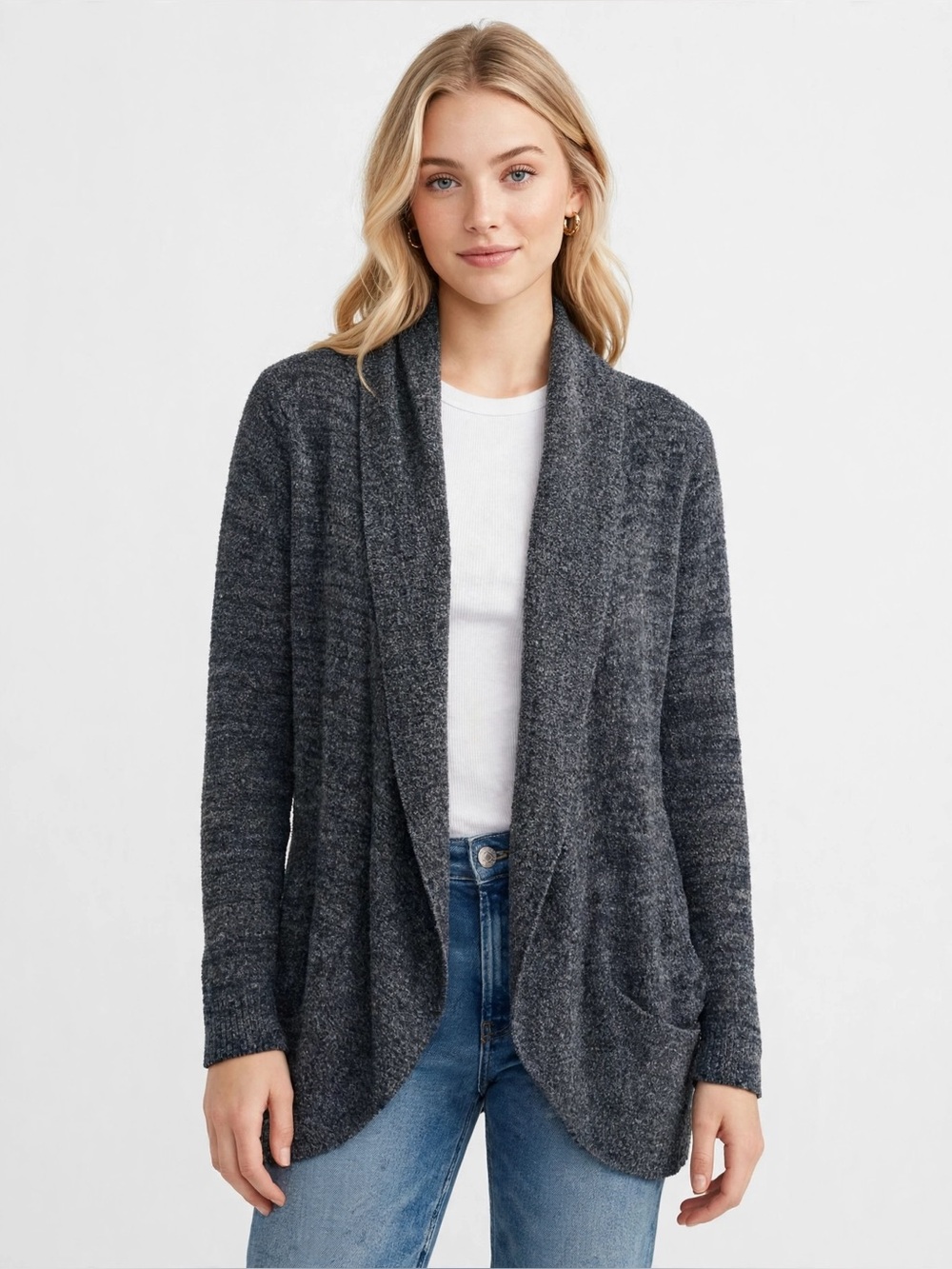 Barefoot Dreams CozyChic Lite Circle Cardigan Gray Medium